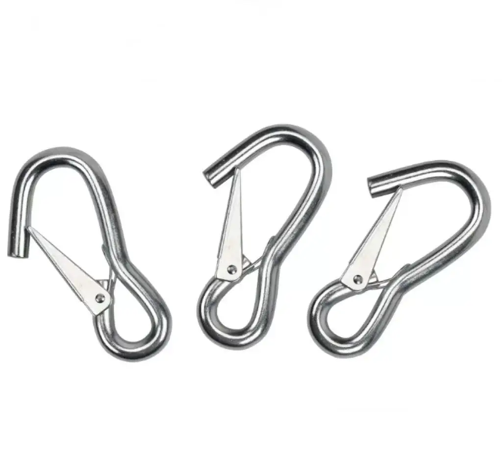 JRSGS Customized High Quality Carabiner Steel Electric Galvanized Small Snap Hook Spring Hook Zinc Plated Safety Hook