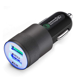 ที่ชาร์จในรถแบบ QC3.0 USB คู่ชาร์จเร็ว2.4A เอาต์พุต30W พร้อมไฟแสดงสถานะ LED สำหรับโทรศัพท์มือถือและรถยนต์ - Product Image 1