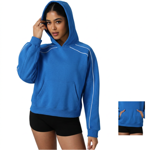 Sudadera con Capucha para Mujer, Informal, Holgada, Sólida, Transpirable, Ecológica, para Otoño e Invierno, con Bolsillo Grande, para Gimnasio, Correr, Actividades al Aire Libre - Product Image 3