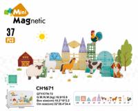 Jeu de tuiles magnétiques en boîte de fer blanc, mini-ensemble de voyage 3 cm, en matériau ABS, jouets de construction portables DIY, jouet éducatif STEM