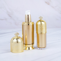 Ensemble de pots et flacons cosmétiques de luxe en acrylique et plastique dorés en forme de polyèdre pour lotion, capacités de 5g à 50g/10ml à 120ml
