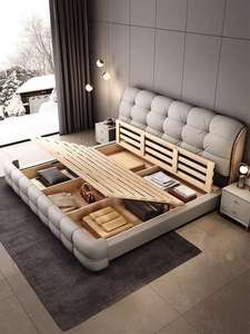 <span class=keywords><strong>Cama</strong></span> Moderna Tuochen King-Size con Almacenamiento Ajustable, Elevación, Tapizada en Cuero, con Marco de Madera Convertible y Espuma Suave - Product Image 5