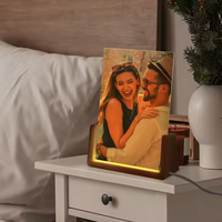 Cadeaux d'anniversaire festifs personnalisables, cadre photo en bois en forme de U avec éclairage LED, feuille acrylique à sublimation, veilleuse