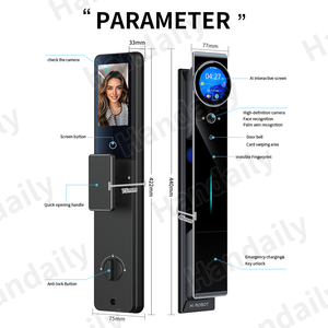 HanDaily 2025 <span class=keywords><strong>Nouvelle</strong></span> <span class=keywords><strong>Serrure</strong></span> de <span class=keywords><strong>Porte</strong></span> Intelligente IA avec NFC, Haut-parleur, Reconnaissance Faciale, Surveillance Vidéo, Interphone et Déverrouillage par Veine Palmaire Tuya - Product Image 3