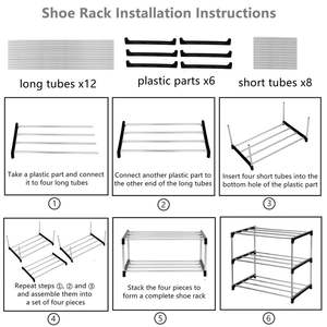 Zapatero de pie de Metal de 3 niveles, organización de almacenamiento de zapatos de entrada que ahorra espacio, Zapatero pequeño apilable para sala de estar - Product Image 6