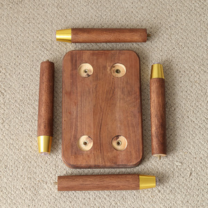 Solid Wood <b>Stool</b> For Home Living Room Modern Minimalist Style Durable <b>Low</b> <b>Stool</b> With Yellow Tips - Product Image 4