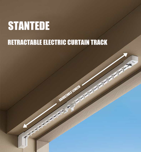 Riel de Cortina Telescópico Extensible de Aluminio con Diseño <span class=keywords><strong>Moderno</strong></span> y Forma Alargada para Uso Doméstico - Montaje en Techo, Funcionamiento Silencioso - Product Image 1