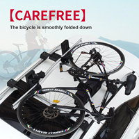 Support de vélo pliable pour toit de voiture, design rétractable, pour un rangement discret, compatible avec la plupart des voitures