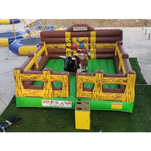 18'x18' Cowboy Balance Challenge Redeo Inflatable Mechanical Bull Ride For Youngsters And Adults Carnival Parties