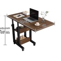 Grand bureau d'ordinateur de chevet avec roulettes, table amovible et étagère de rangement inférieure