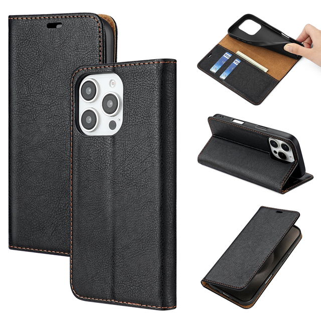 New Arrival Flip Magnetic PU Leather Phone Case for iPhone 16 Pro Max 15 14 With Card Holder Folio Wallet Book Phone Cover