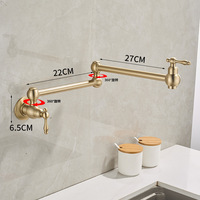 Robinet de cuisine mural moderne et contemporain à jet latéral, eau froide, avec douchette pliable et rotative à commande unique