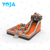 Château gonflable géant en PVC Monster Truck avec toboggan et parcours d'obstacles 10x10m 740lbs Certifié CE Attraction de parc d'attractions YOJA