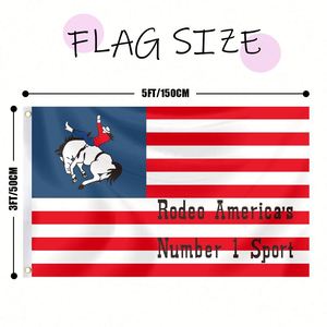 Rodeo America's Number 1 Sport Pennant 3x5 Ft Outside <b>Banner</b> with Brightly Colored Brass Grommets 100D Polyester Decor - Product Image 2