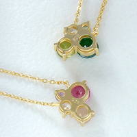 Mlluki 925 Sterling Silber Vergoldete Halskette mit Künstlichen Regenbogen-Mehrfarbigen Edelsteinen, Rosa Saphir und Rundem Rosenquarz-Schmetterling
