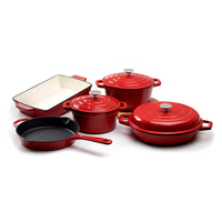 Ensemble de casseroles en fonte émaillée, antiadhésives, design minimaliste, 4 pièces, écologiques, compatibles four