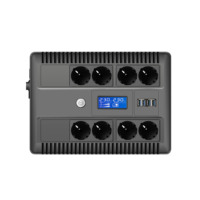 Sistema de Alimentación Ininterrumpida (UPS) de Onda Sinusoidal Simulada Horizontal de 1000VA y 12V con Pantalla LCD para Router y Hogar