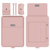 Housse pour ordinateur portable en polyester souple de 14 pouces, ultra-fine, protection intégrée, support intégré, étui pour ordinateur portable pour MacBook Pro/Air