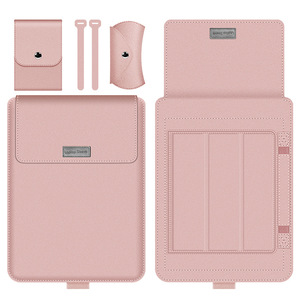Housse pour ordinateur portable en polyester souple de 14 pouces, ultra-fine, protection intégrée, support intégré, étui pour ordinateur portable pour <span class=keywords><strong>MacBook</strong></span> Pro/<span class=keywords><strong>Air</strong></span> - Product Image 3