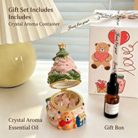 En gros, Ensemble diffuseur d'huiles essentielles en céramique et cristal en forme de sapin de Noël avec pierre diffuseuse, pour la maison et la table, idéal pour les fêtes