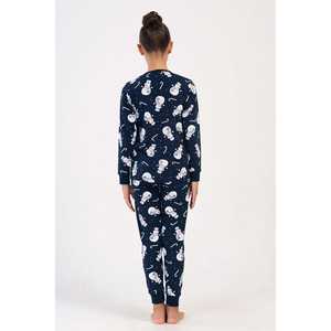 Conjunto de pijama de leggings de manga larga con puños y detalle de lazo para niña, tallas 7-8 y 13-14 - Product Image 1