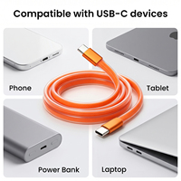 Kabel Data USB-C Tipe-C 60W PD Pengisian Cepat 65W Maks PD 1m Tembaga Murni Berlapis Silikon Cair Transparan dengan Pelindung Foil Tembaga