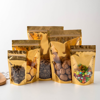 Sachet debout en aluminium métallique Sacs à fermeture éclair refermables avec fenêtre transparente pour bonbons, collations et assaisonnements