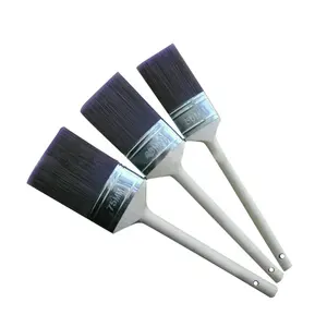 Brosse à peinture ovale à poils synthétiques de haute qualité, accessoires de tête en bois, coupe-ceinture à angle incliné, 10 pièces