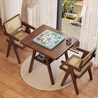 Table à manger moderne de luxe en bois massif, petite table de balcon, ensemble une table et deux chaises, idéal pour les petites familles