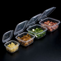 Gobelets carrés jetables en PP avec couvercles articulés, 1 oz et 5 oz, résistants aux fuites, de qualité alimentaire, pour sauces et condiments à emporter (vente en gros)