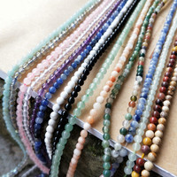 Perles en pierre naturelle YWJC Crystals de 3 à 14 mm sur fil pour la fabrication de bijoux, différentes sortes de perles en pierres précieuses naturelles en gros