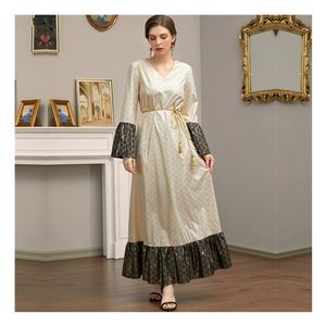 SIPO modesto tradicional musulmán mujer Abaya vestido bordado Floral Blooming Maxi longitud cárdigan bata fajas manga larga para - Product Image 1