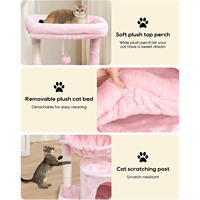 Arbre à chat rose pour chats d'intérieur, tour moderne avec poteau à gratter