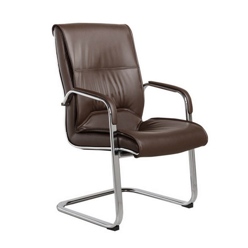 Style moderne En Cuir Synthétique Marron Matériel Roi PDG Chaises De Bureau avec Accoudoir Fixe
