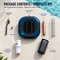 Ioniseur solaire pour piscine, système d'entretien de l'eau flottant carré pour piscines hors sol et enterrées jusqu'à 150 m³