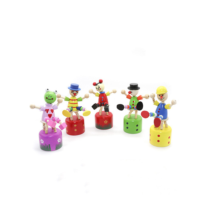 Пуш-ап кукол куклы для пальцев с накатанной головкой основание прессы в стиле «Джокер» кукол, пуш-ап, деревянные игрушки клоун