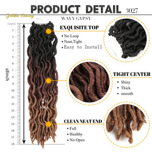 24 sợi cho Ombre bện phần mở rộng tóc nữ thần locs tổng hợp tóc trong Faux locs phong cách sóng GYPSY Crochet tóc - Product Image 5