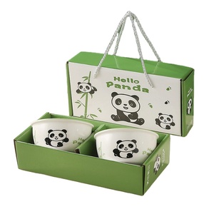 Tigelas com pauzinhos Conjunto Tigela De Sopa De Porcelana Tigela De Arroz Caixa Marrom Estilo Boêmio Cerâmica Logotipo personalizado para o Presente Natal - Product Image 1