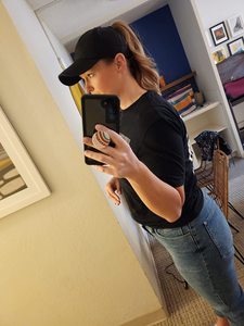 Kadın ayarlanabilir yüksek dağınık topuz beyzbol şapkası Criss çapraz at kuyruğu hızlı kurutma şapka ile el nakışı - Product Image 6