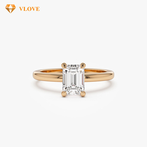 Anillo de Diamante de Laboratorio con Corte <span class=keywords><strong>Esmeralda</strong></span> de 0.70ct, Anillo Pequeño con Corte <span class=keywords><strong>Esmeralda</strong></span>, Oro Sólido de 14k, Talla 10.5 - Product Image 4