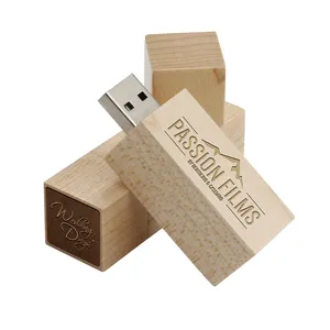 Pen drive USB de madeira, 4GB, 8GB, 16GB, 32GB, pen drive USB de madeira com logotipo gravado, carimbos, forma pendrive