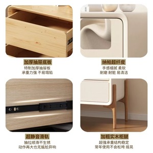 Table de chevet minimaliste en bois massif avec 2 tiroirs, meuble de rangement pour chambre à coucher - Product Image 3