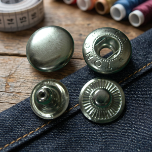 DK-691 Prong snap Fastener | Round Metal Snap <b>Button</b> Set Nickel-Free Polished Classic Style - Product Image 2