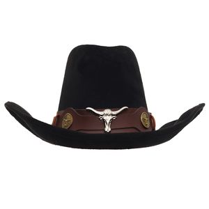 Chapeau de cowboy en feutre roulé avec ceinture à boucle, style cowgirl western - Product Image 3