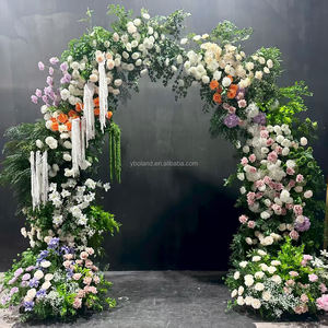 X873 الغابات الاستوائية حار بيع الزفاف الحرير الاصطناعي روز فو زهرة قوس خلفية الأخضر زهرة قوس لديكور الزفاف - Product Image 2