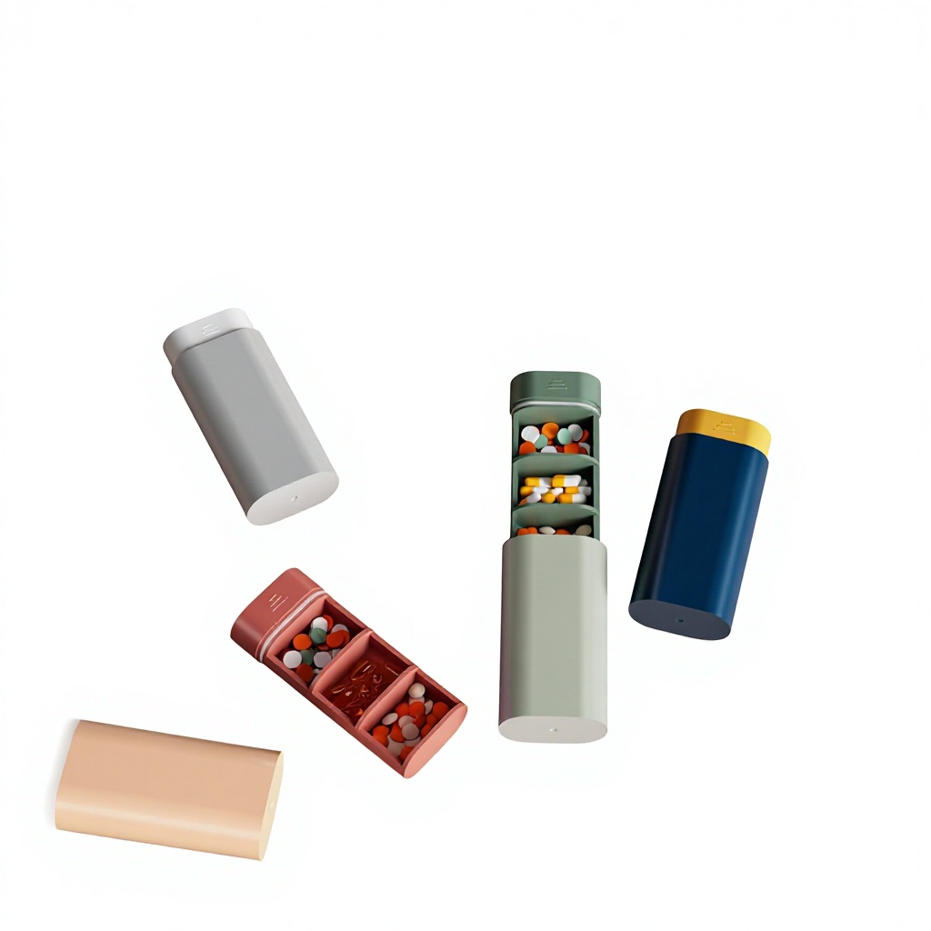 Travel Medicine Box Portable Dispenser Multi-Compartment Storage Cross-Border Medicine Packaging Plastic China HT002 Model
