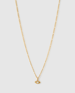 Delicata Collana Occhio del Diavolo Placcata in Oro 14K PVD, Acciaio Inossidabile Antiossidante e Impermeabile, Catena Figaro con Zirconi, Regolabile - Product Image 1