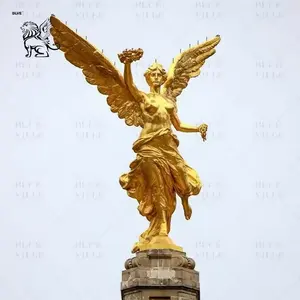 BLVE定制公园装饰大型金属西方有翼女神雕像金色铸造青铜天使雕塑