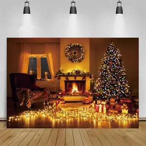 Quà Tặng Cây Giáng Sinh Lò Sưởi Gạch Cổ Điển Phông Nền Chụp Ảnh Cho Bé Gấu Teddy Phông Nền Chụp Ảnh <span class=keywords><strong>Studio</strong></span> Chụp Ảnh - Product Image 1