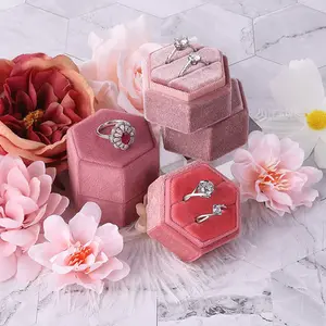 High End Jewelry package supplier independent mold round suede velvet Jewelry box engagement ring pendant box